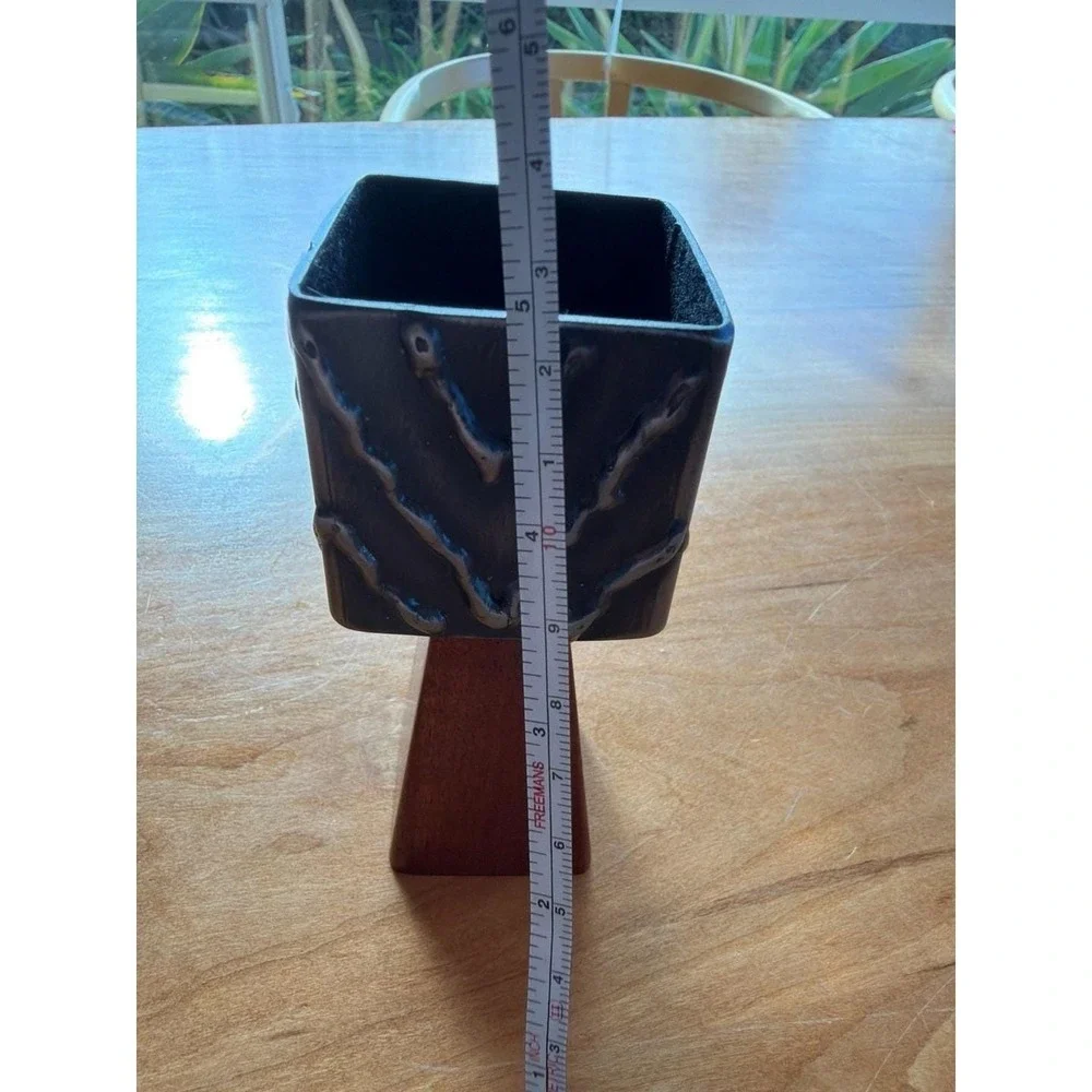 Vintage Brutalist Metal Desk Vessel Signed P IHM R IHM Mid Century Artisan 5